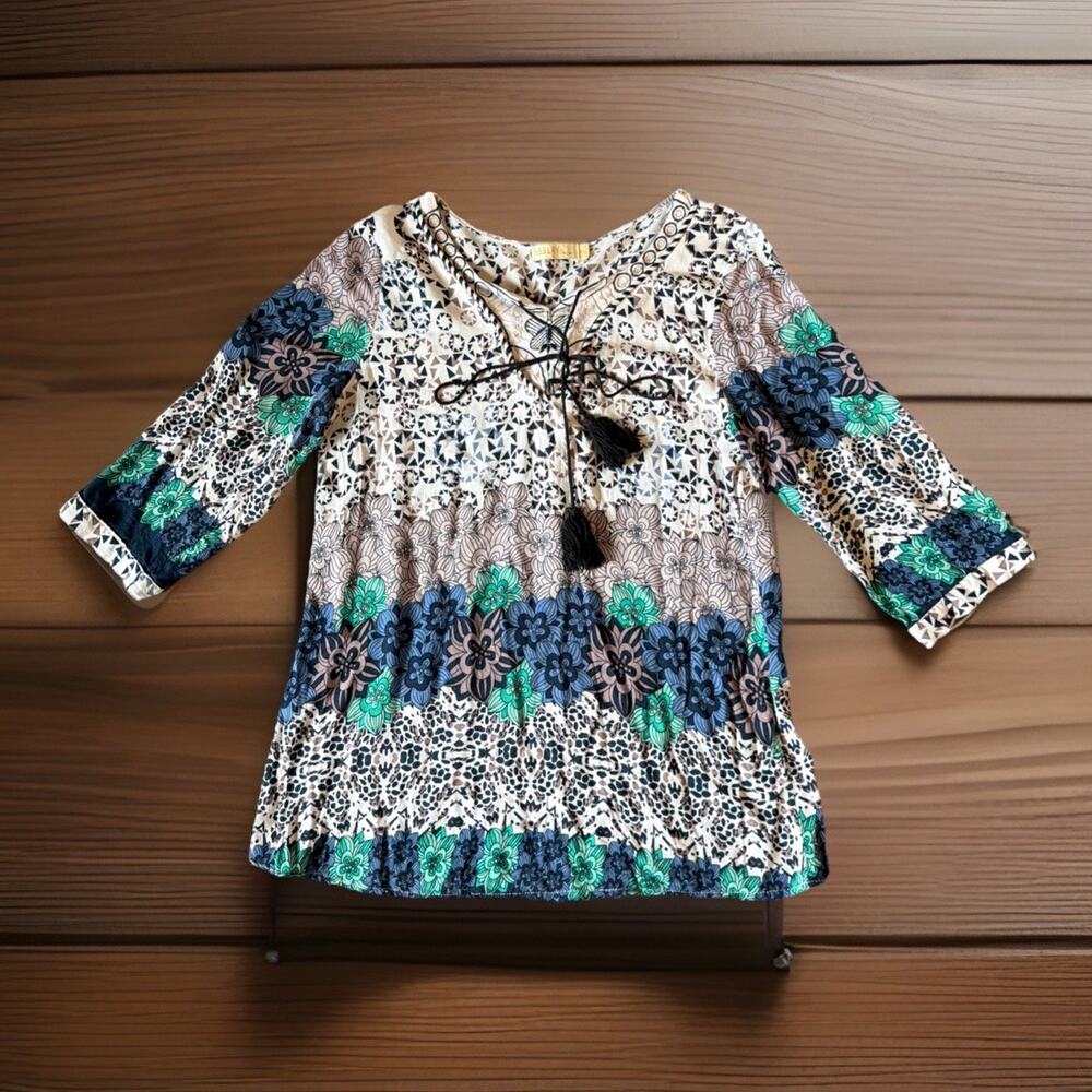 Vintage Y2K Neslay Design Embroidered Boho Festival Peasant Top Size M